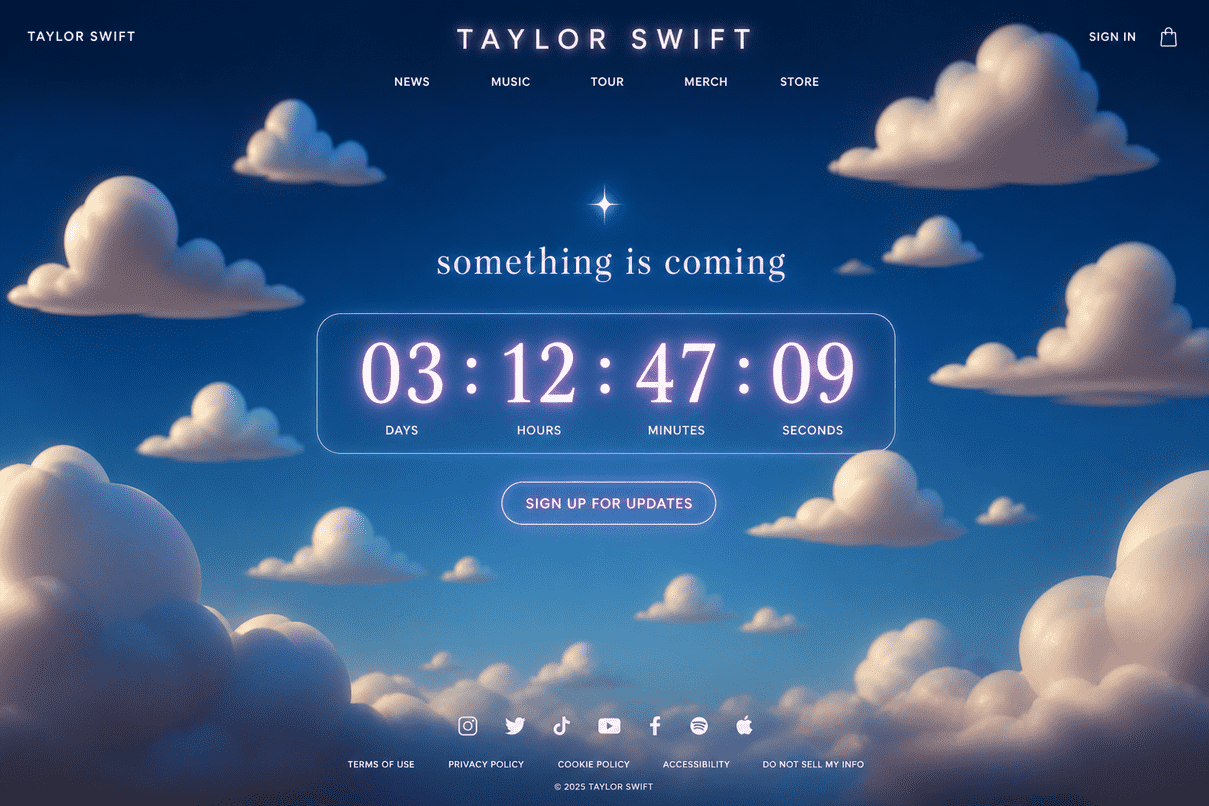 Taylor Swift Website Countdown With Toy Story Clouds: What It Really Means